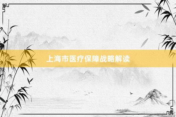 上海市医疗保障战略解读